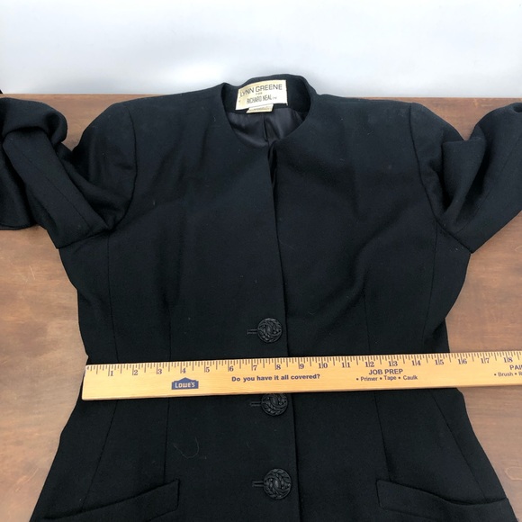 80’s does 40s Vintage Wasp Waist Black Blazer Jacket 100% Wool - Picture 11 of 15